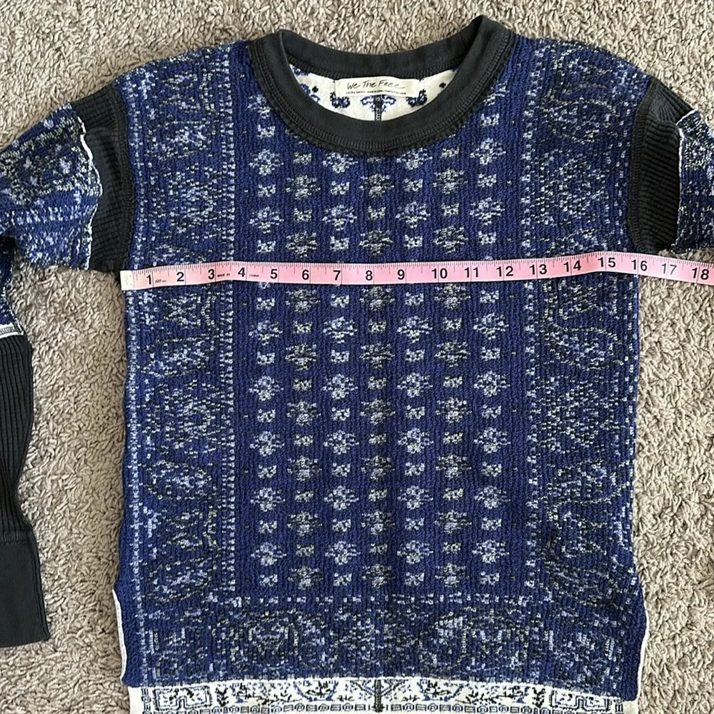Free People Damen Thermo Pullover Pulli blau Mixed Print - Picture 5 of 13
